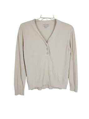 CozyChic Ultra Lite® Rib Back Placket Henley Cream Medium lounge cozy minimalist